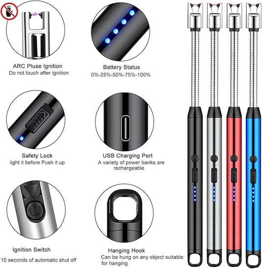 π₯β‘ Rechargeable Electric Gas Lighter β 360Β° Flexible Arc Igniter β‘π₯