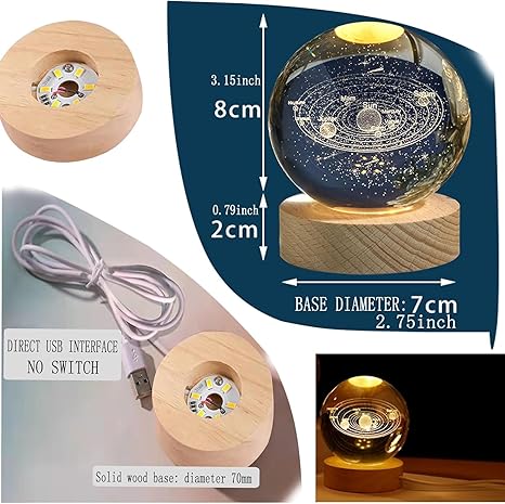 ๐โจ 3D Galaxy Crystal Ball Night Light โ Magical Glow with Wooden Base โจ๐