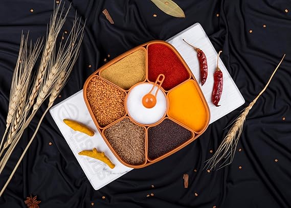 π±β¨ 7-Section Plastic Square Masala Rangoli Dabba β Neat & Handy Storage! β¨π±