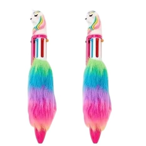 🦄✨ Unicorn Design Fur Multi-Color Pen ✨🦄