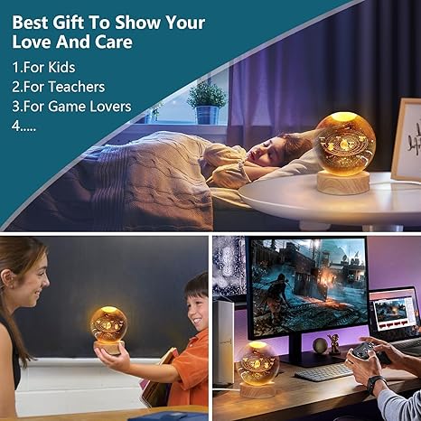 🌌✨ 3D Galaxy Crystal Ball Night Light – Magical Glow with Wooden Base ✨🌌