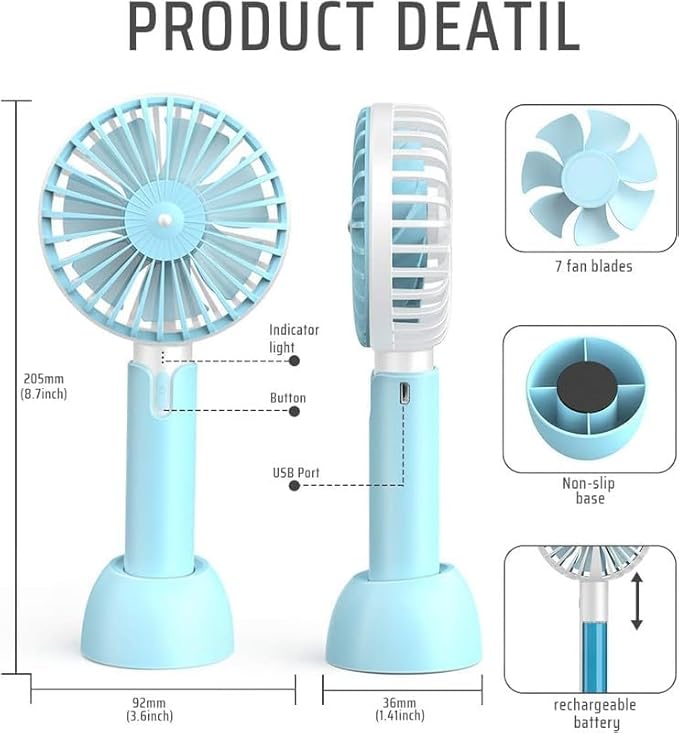 🌬️✨ Rechargeable Mini Hand Fan – Summer Essential! ☀️👶💙