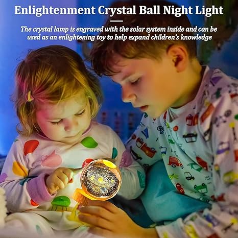 🌌✨ 3D Galaxy Crystal Ball Night Light – Magical Glow with Wooden Base ✨🌌